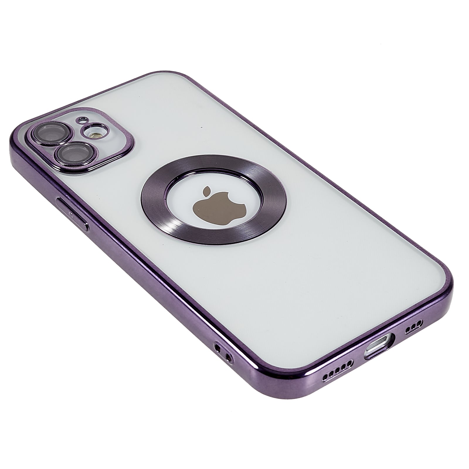For iPhone 12 6.1 inch Electroplating Edges Soft TPU Case CD Texture Ring Logo Hole Design Clear Phone Cover with Built-in PC Camera Lens Film For iPhone 12 6.1 inch Electroplating Edges Soft TPU Case CD Texture Ring Logo Hole Design Clear Phone Cover with Built-in PC Camera Lens Film
